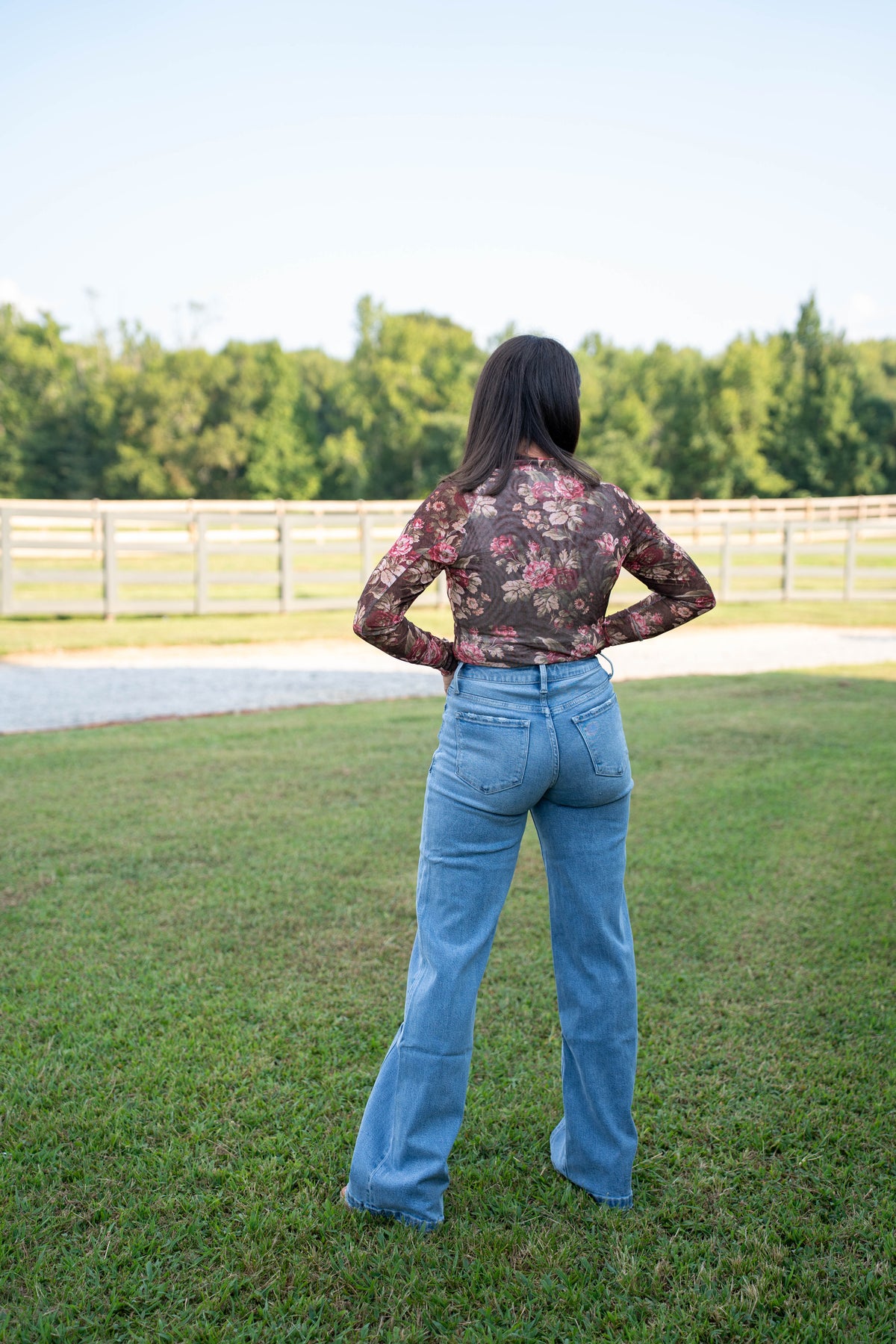 Floral mesh top