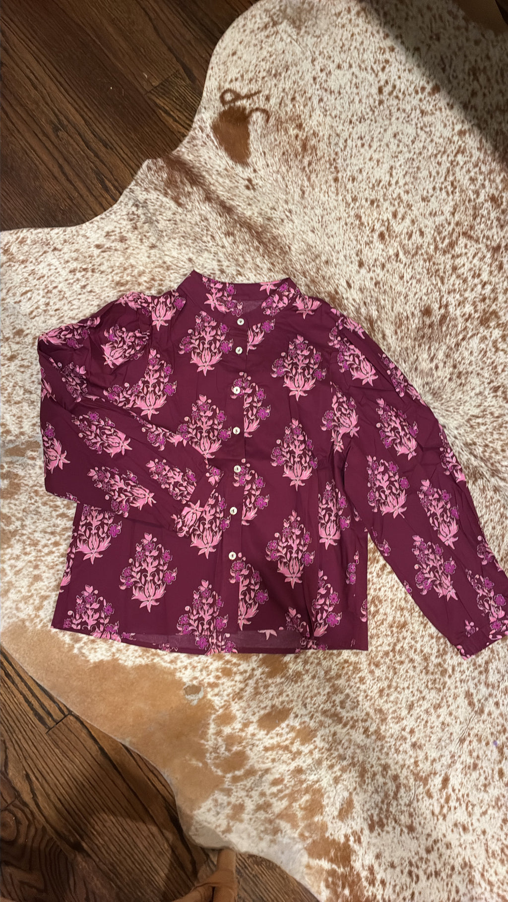 Purple button down top
